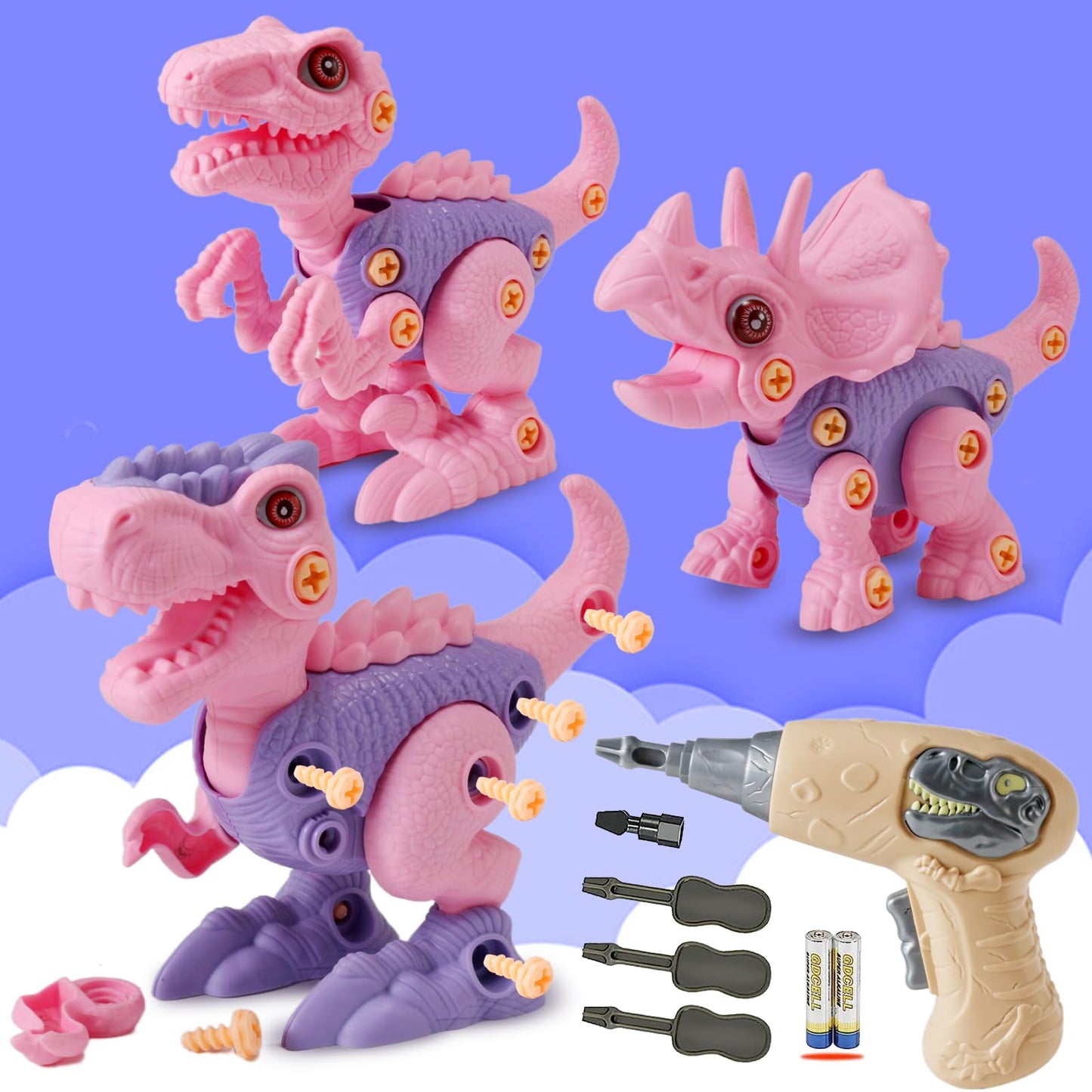 FREE TO FLY Kids Toys Stem Dinosaur Toy: Take Apart Toys for kids 3-5 Learning Educational Building Sets with Electric Drill Birthday Gifts for Toddlers Boys Girls Age 3 4 5 6 7 8 Year Old