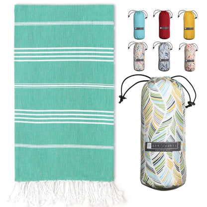 BAY LAUREL Turkish Beach Towel with Travel Bag 39 x 71 Quick Dry Sand Free Lightweight Large Oversized Towels Light