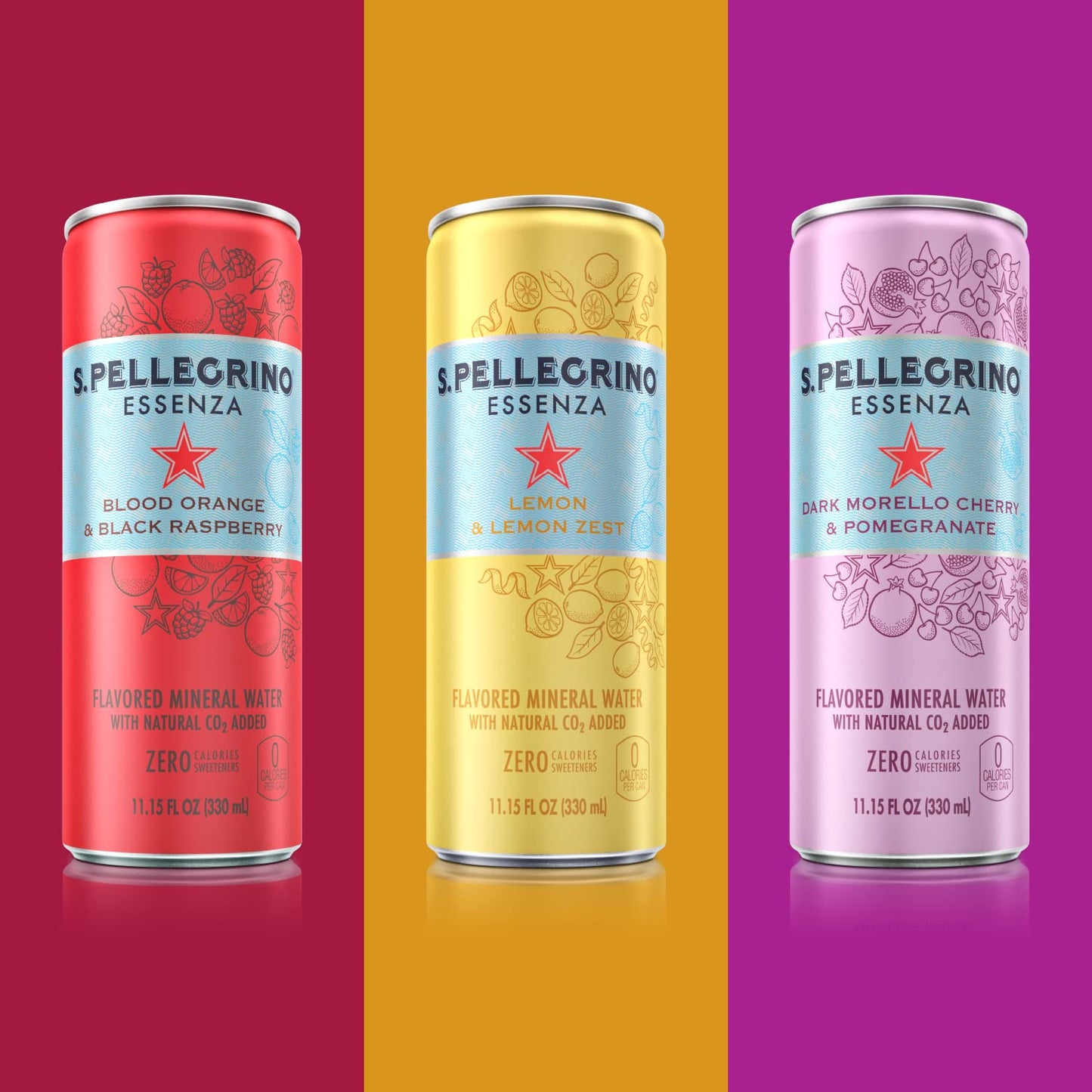 S.Pellegrino Essenza Variety pack - Blood Orange, Lemon, Dark Morello Cherry,11.15 Fl. Oz (Pack of 24)