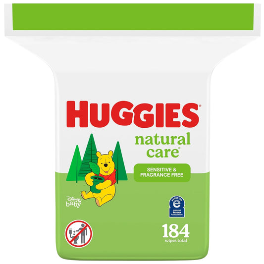 Huggies Natural Care Sensitive Baby Wipes, Unscented, Hypoallergenic, 99% Purified Water, 1 Refill Pack (184 Wipes Total)