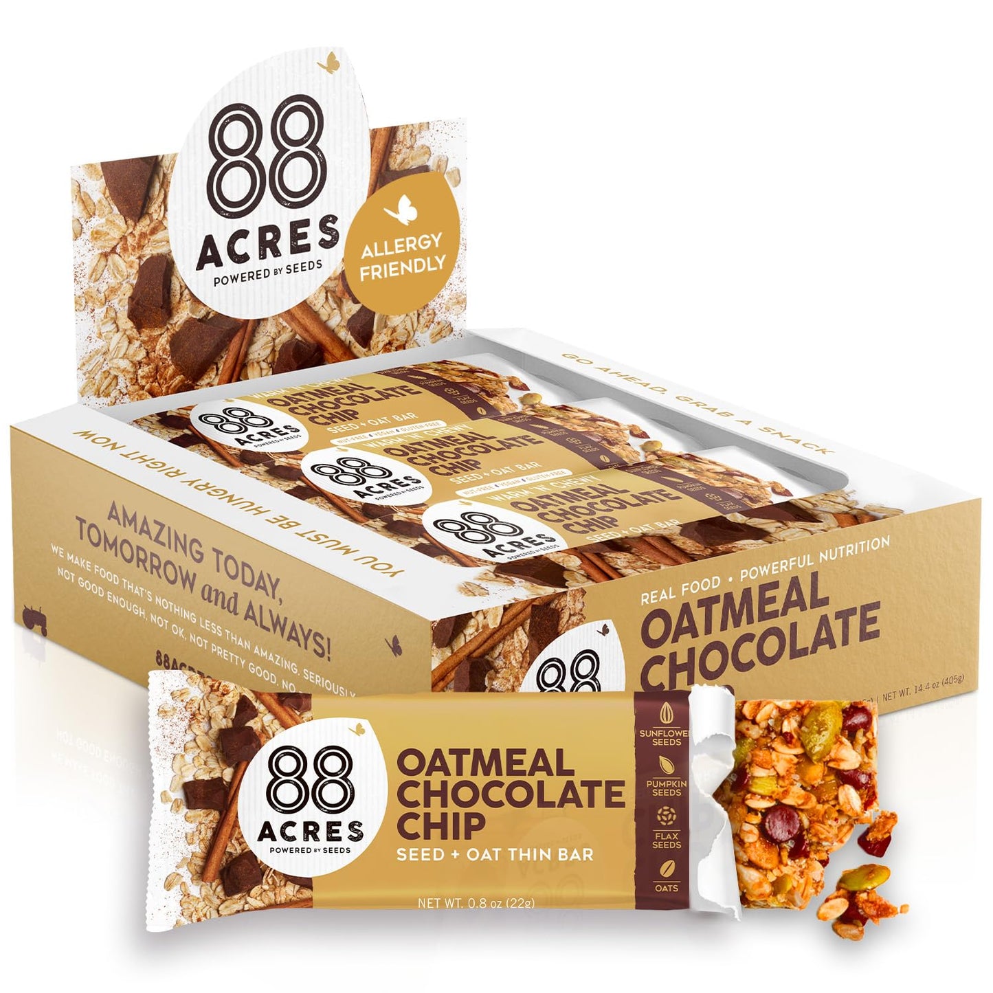 88 Acres Granola Bars | Dark Chocolate Sea Salt | Gluten Free, Nut-Free Oat and Seed Snack Bar | Vegan & Non GMO | 12 Pack