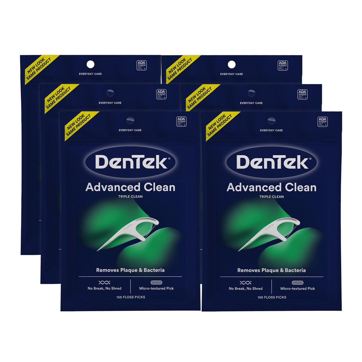 DenTek Triple Clean Advanced Clean Floss Picks, No Break & No Shred Floss, 20 Count, 6 Pack