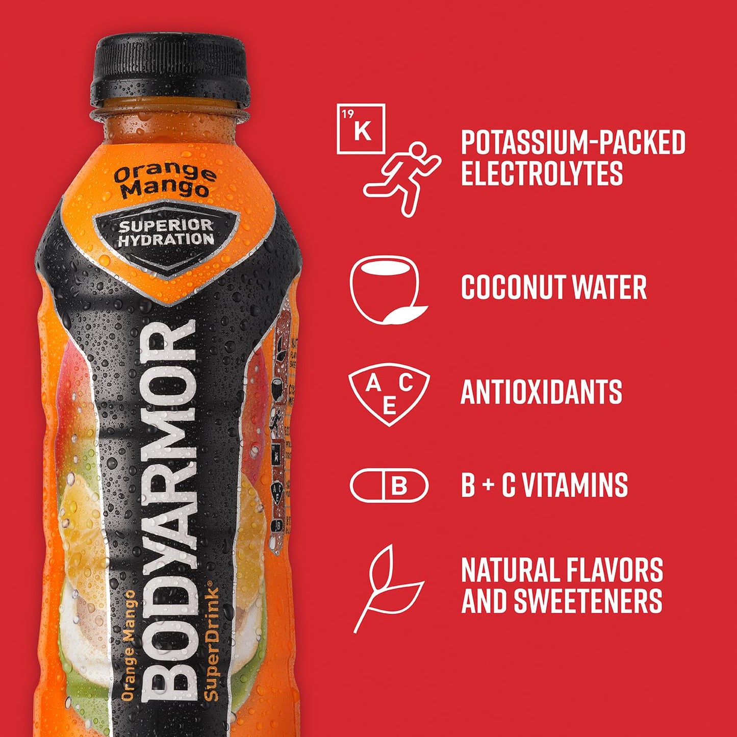 BODYARMOR Sports Drink Sports Beverage, Strawberry Banana, Coconut Water Hydration, Natural Flavors With Vitamins, Potassium-Packed Electrolytes, Perfect For Athletes, 12 Fl Oz (Pack of 8)