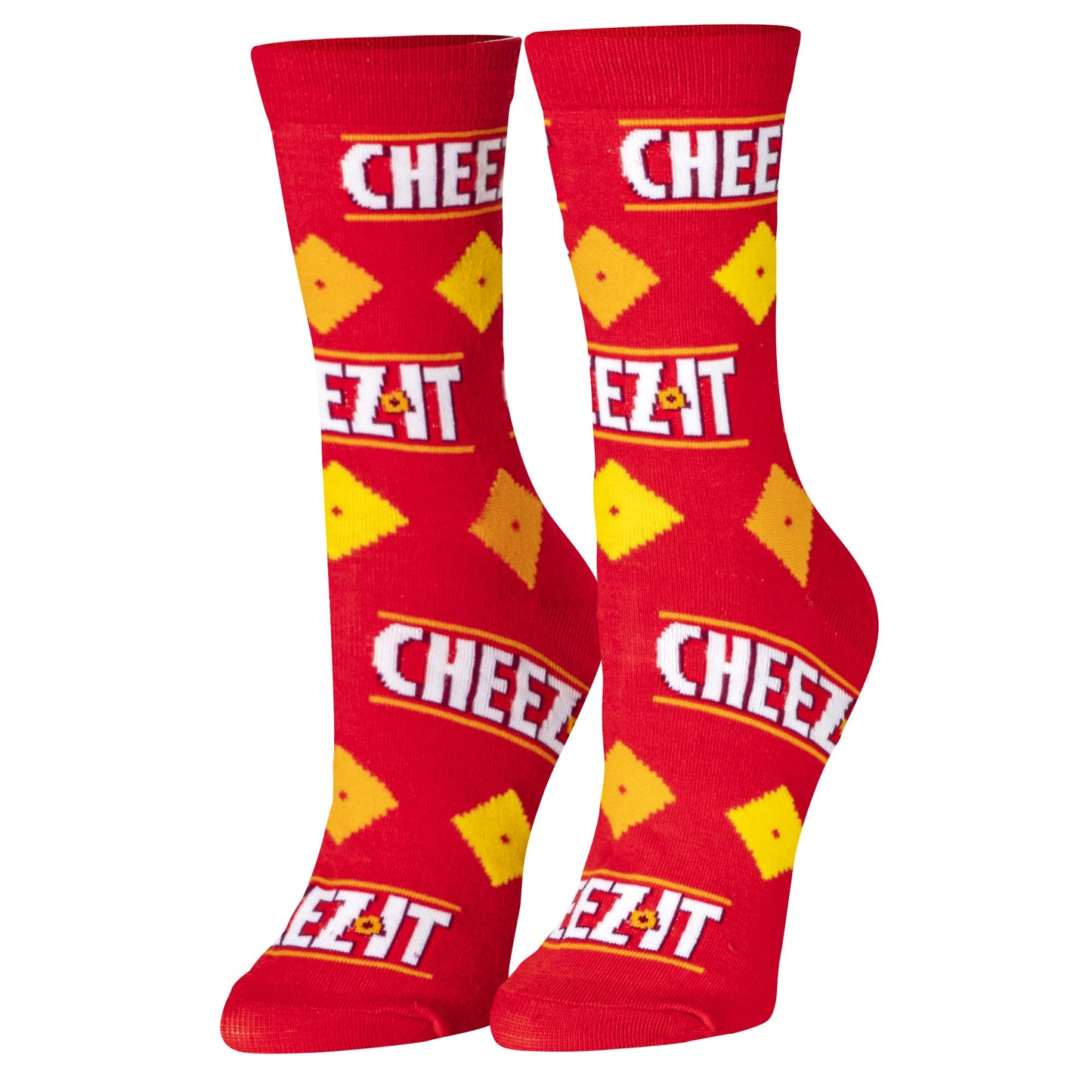 Crazy Socks for Men, Ritz Cracker, Funny Snack Food Novelty Print, Crew, Large