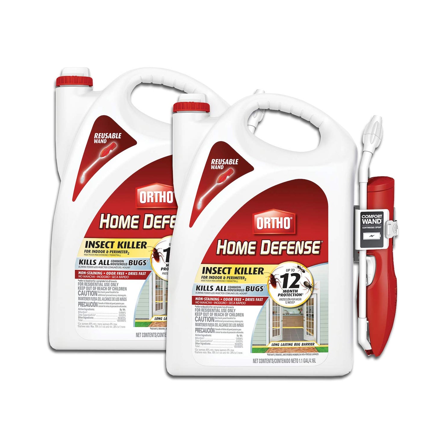 Ortho Home Defense Insect Killer for Indoor & Perimeter2 with Comfort Wand, Controls Ants, Roaches, and Spiders, 1.1 gal., 1 Pack