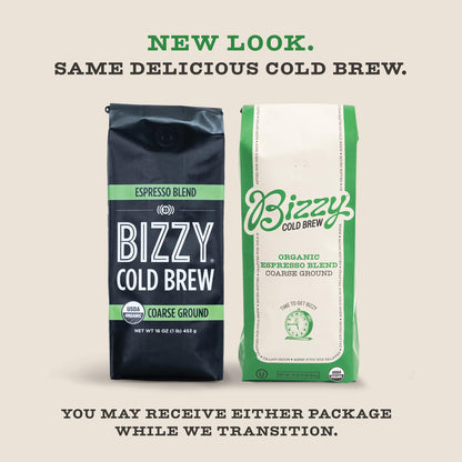 Bizzy Organic Cold Brew Coffee | Smooth & Sweet Blend | Coarse Ground Coffee | Micro Sifted | Specialty Grade | 100% Arabica | 1 LB