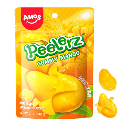 Amos Peelable Mango Candy, Peelerz Gummy Mango Peeling Candy,Resealable 2.19oz Bag (Pack of 3)