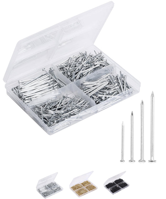 Mr. Pen- Nail Assortment Kit, 600 Pcs, 4 Sizes, Silver, Small Nails for Hanging Pictures, Finishing Nails, Gold Wall Nails for Hanging, Pin Nails, Hardware Nails, Assorted Nails, Galvanized Nails