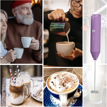 Powerful Milk Frother Handheld Foam Maker, Mini Whisk Drink Mixer for Coffee, Cappuccino, Latte, Matcha, Hot Chocolate, No Stand, Galaxy