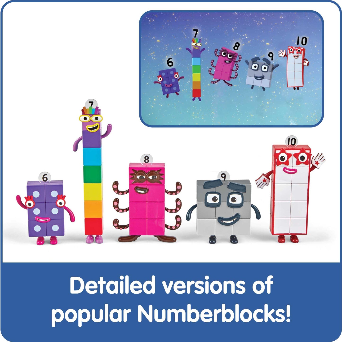 hand2mind Numberblocks Friends Six to Ten Figures, Cartoon Action Figure Set, Toy Figures, Play Figure Playsets, Small Figurines for Kids, Number Toys, Math Toys for Kids 3-5, Birthday Gifts for Kids