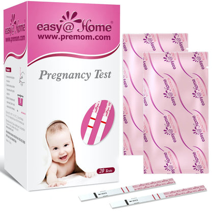 Easy@Home Pregnancy Test Strips Kit, Powered by Premom Ovulation Predictor iOS and Android APP, 20 HCG Tests