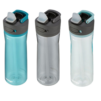 Contigo Ashland 2.0 Water Bottle with AUTOSPOUT Lid | Tritan Water Bottle, 24oz., 3 Pack, Juniper & Sake & Bubble Tea