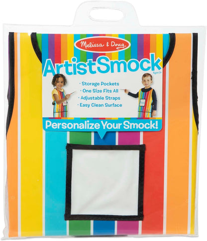 Melissa & Doug Art Essentials Artist Smock - One Size Fits All - Artist Painting Apron With Pockets, Art Smock For Toddlers And Kids