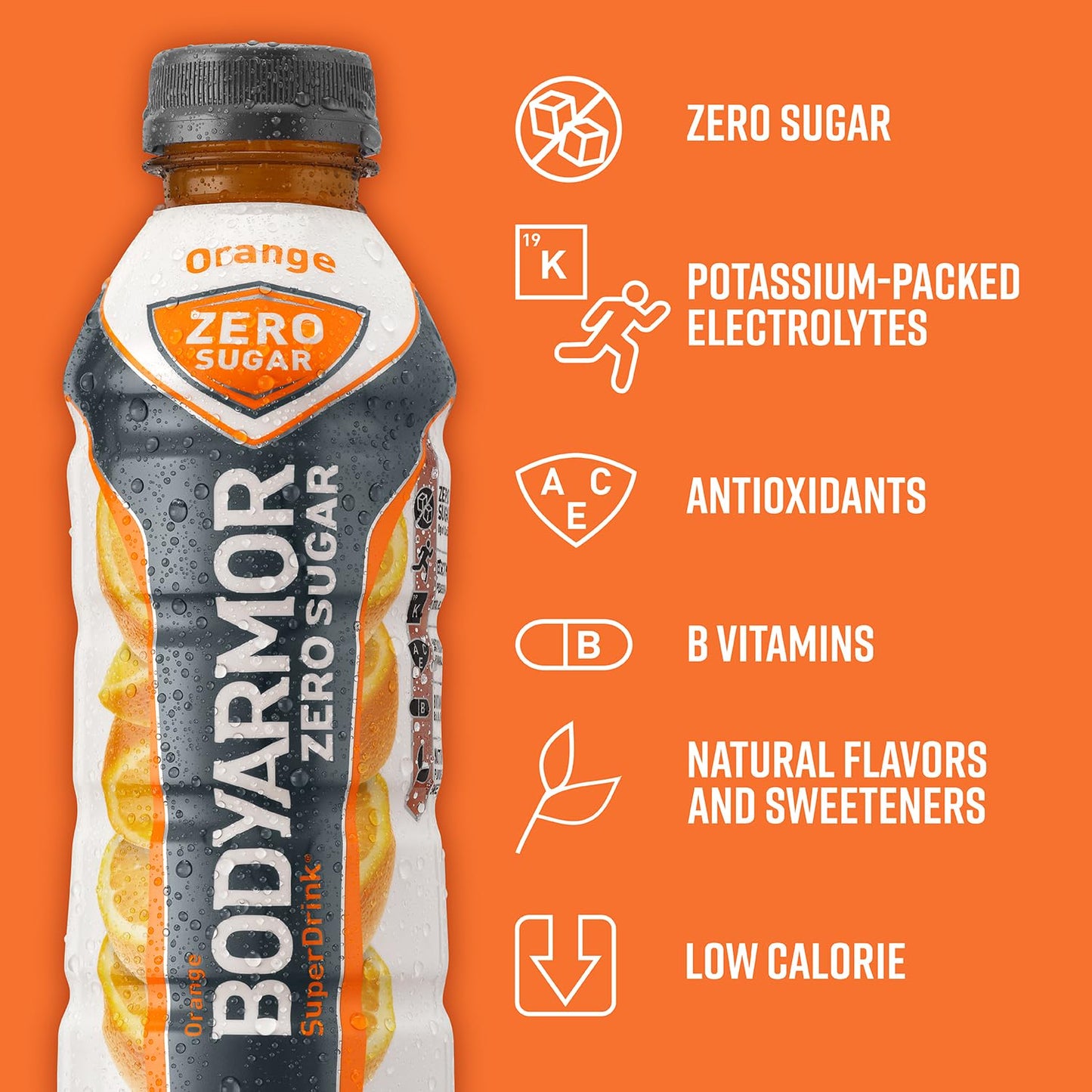 BODYARMOR ZERO Sugar Fruit Punch, Sugar Free Sports Drink - Low-Calorie Hydration - Natural Flavors with Potassium Packed Electrolytes, Antioxidants, and B-vitamins, 16 fl oz (pack of 12)