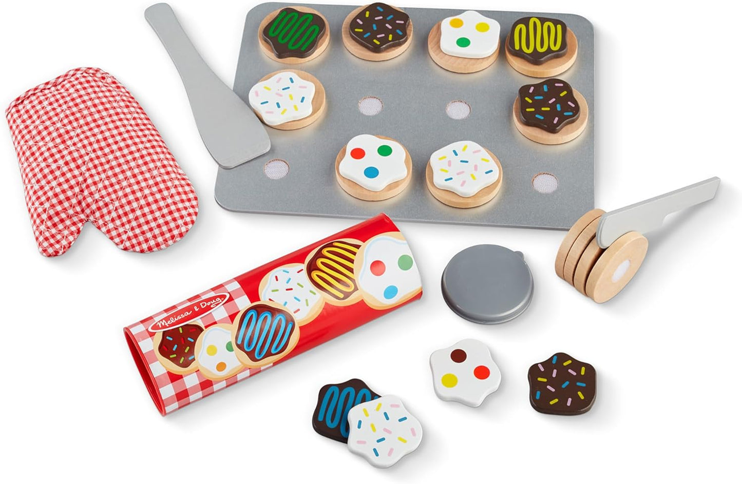 Melissa & Doug Slice and Bake Wooden Cookie Play Food Set - Pretend Cookies And Baking Sheet, Wooden Play Food Set, Toy Baking Set For Kids Ages 3+