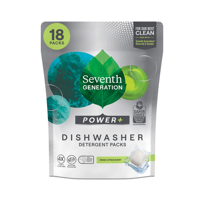 Seventh Generation Power Plus Dishwasher Detergent Packs Fresh Citrus scent Pack of 2 for sparkling dishes Dishwasher tabs 40 count