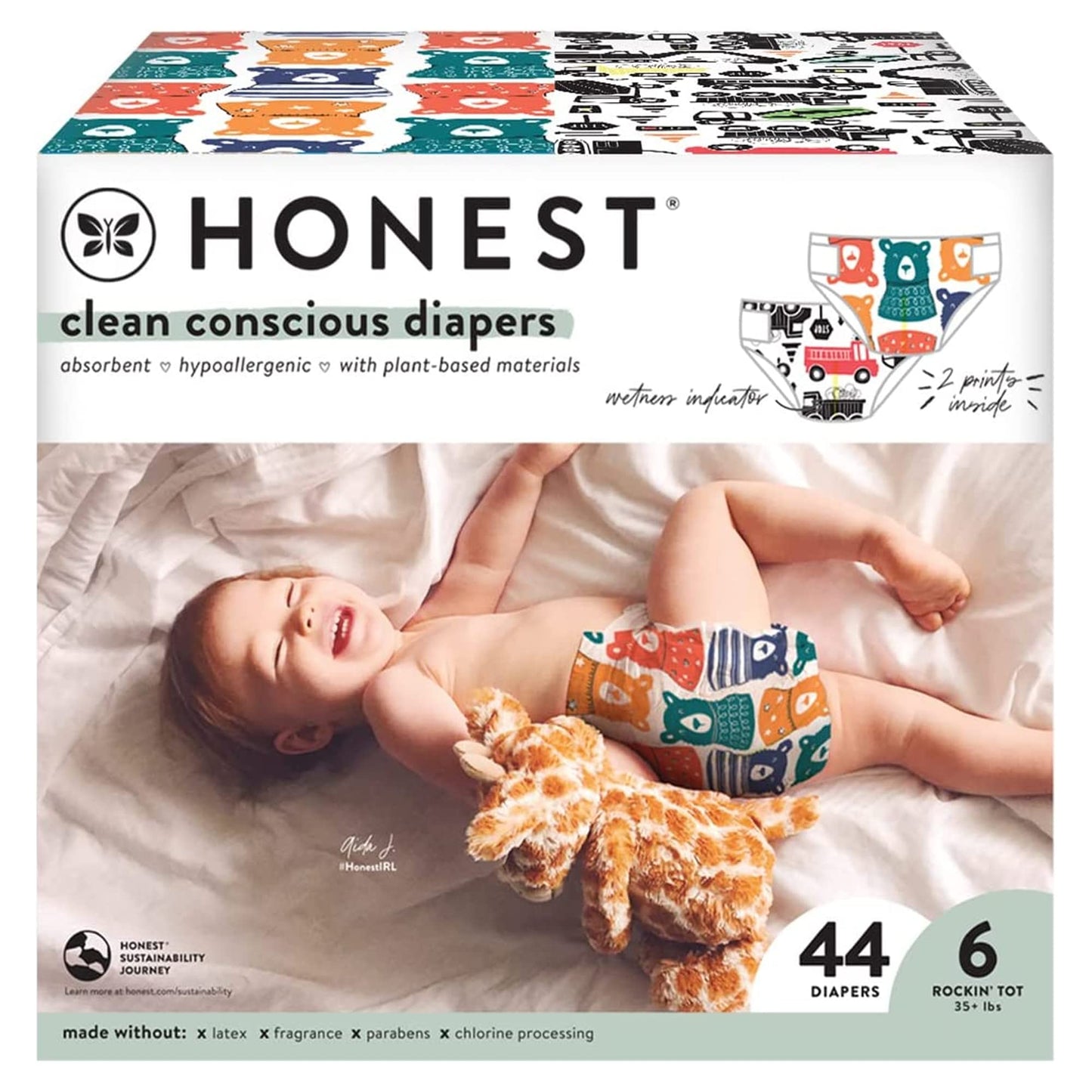 The Honest Company Clean Conscious Diapers | Plant-Based, Sustainable | Above It All + Pandas | Club Box, Size Newborn, 72 Count