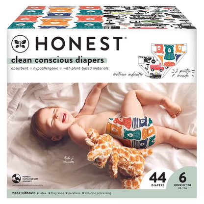 The Honest Company Clean Conscious Diapers | Plant-Based, Sustainable | Above It All + Pandas | Club Box, Size Newborn, 72 Count