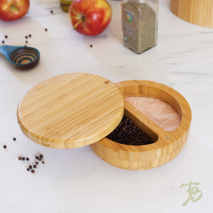 Totally Bamboo Salt Cellar Bamboo Storage Box with Magnetic Swivel Lid, 6 Ounce Capacity