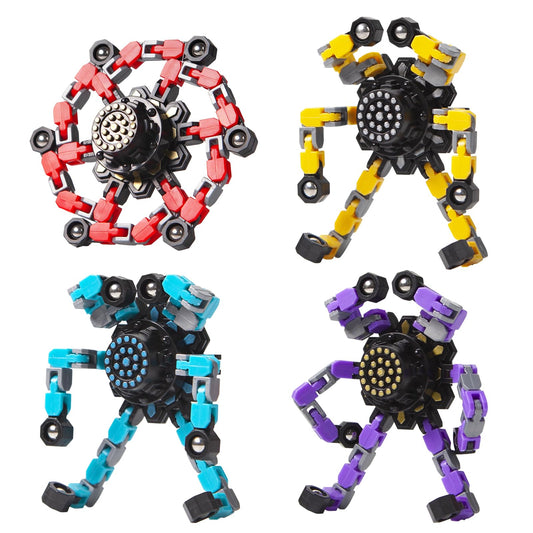 Transformable Fidget Spinners 4 Pcs for Kids and Adults Stress Relief Sensory Toys for Boys and Girls Fingertip Gyros for ADHD Autism for Kids Gifts (Fidget Toy 4pc)