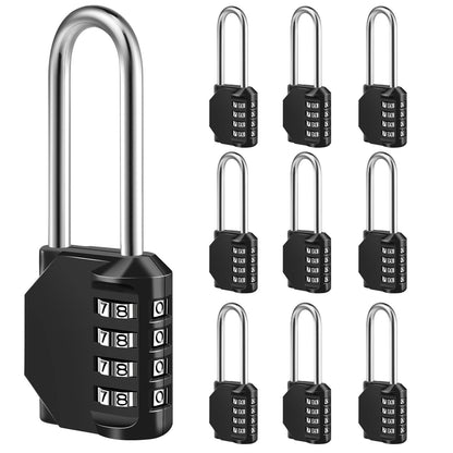 Fayleeko Combination Lock, 4 Digit Padlock for School Gym Sports Locker, Fence, Toolbox, Case, Hasp Cabinet Storage (2 Pack, Black)