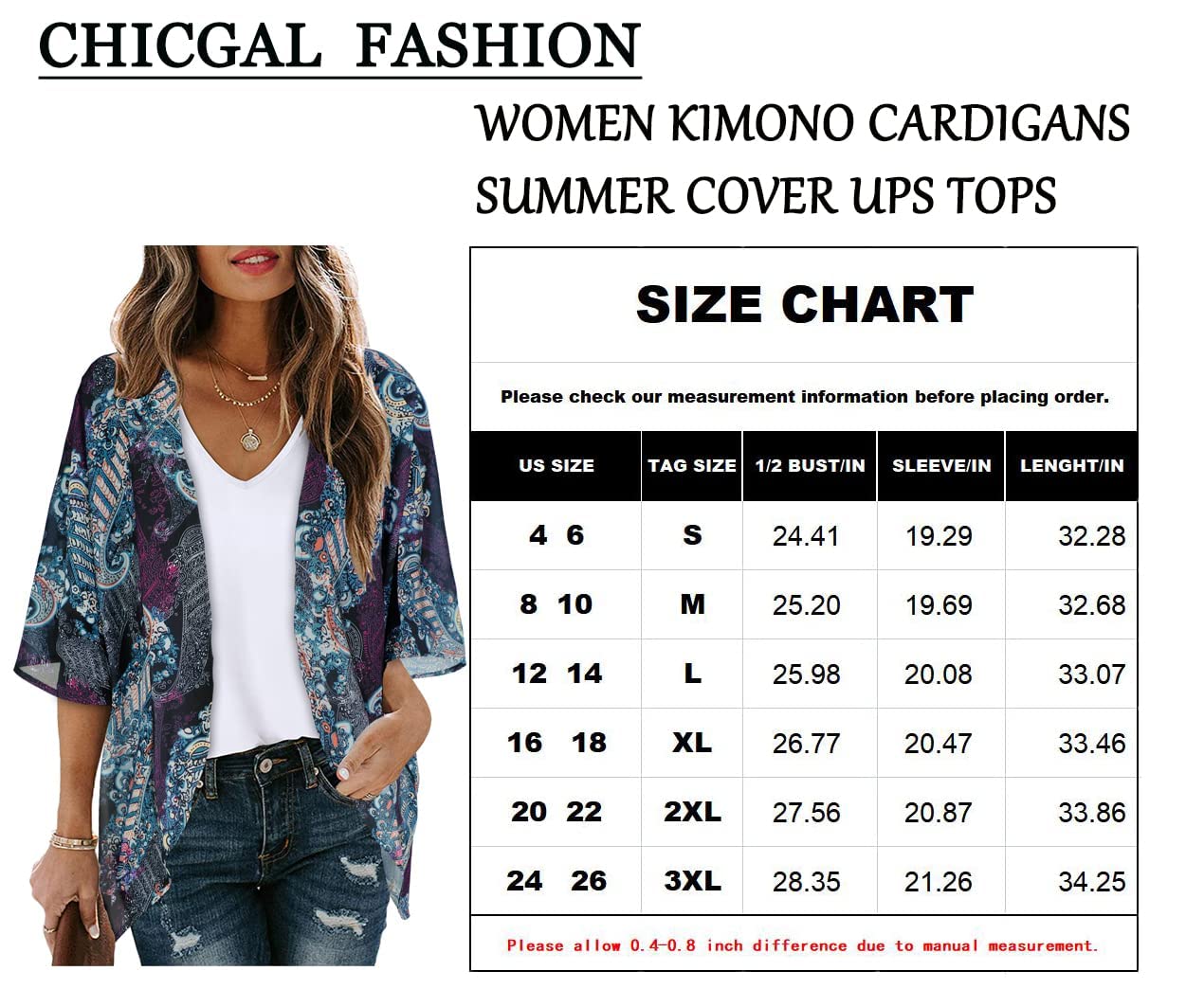 Women's Floral Print Puff Sleeve Kimono Cardigan Loose Cover Up Casual Blouse Tops