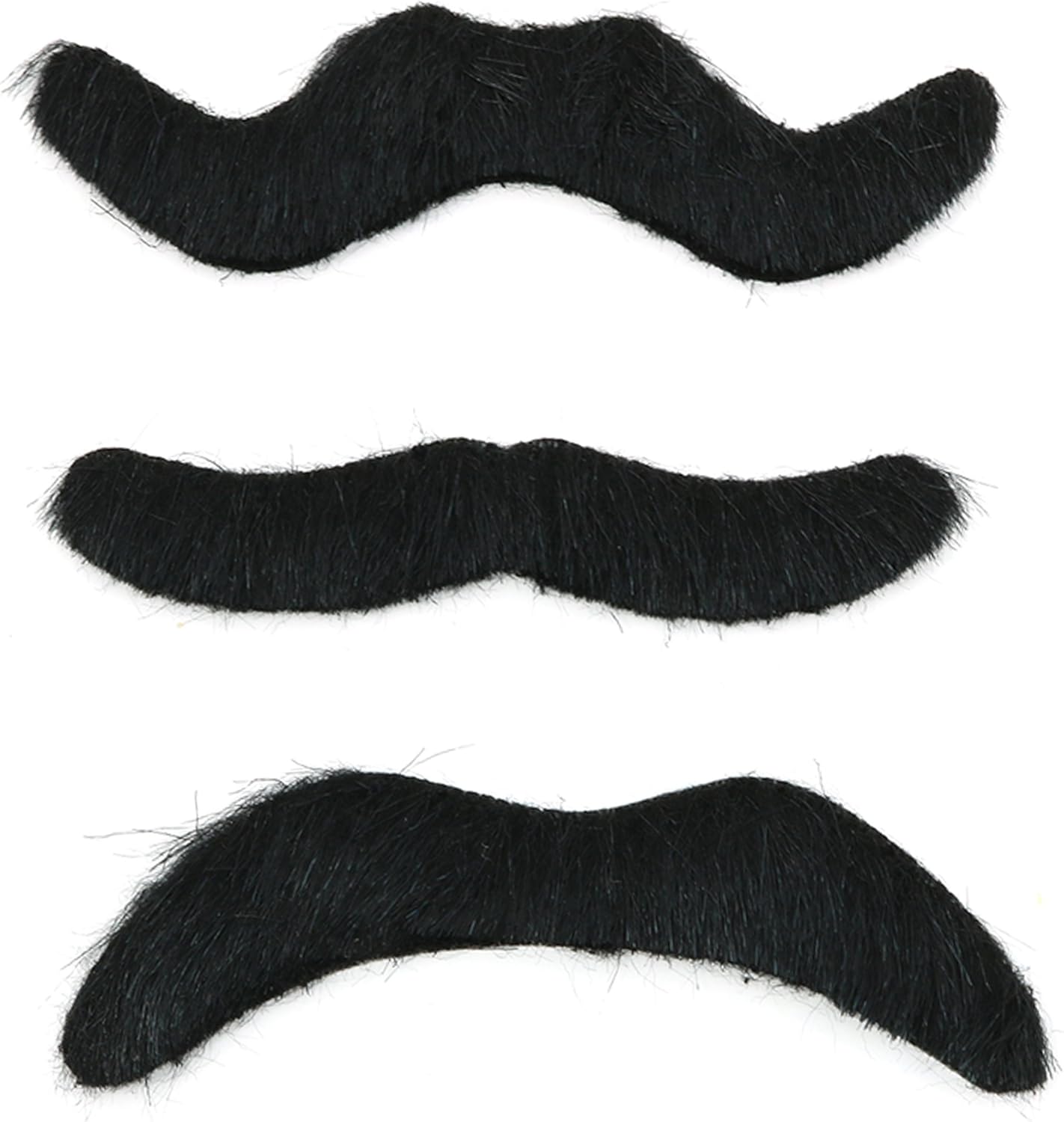 Skeleteen Self Adhesive Party Mustaches - Hairy Fake Black Sticker Mustache - 3 Piece Set