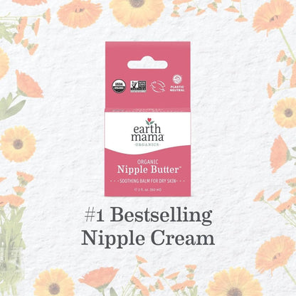 Organic Nipple Butter™ Breastfeeding Cream by Earth Mama | Postpartum Essentials Safe for Nursing, Non-GMO Project Verified, No Lanolin, 2-Fluid Ounce