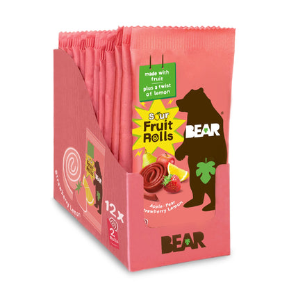 BEAR Real Fruit Snack Rolls - Gluten Free, Vegan, and Non-GMO - Strawberry – Healthy School And Lunch Snacks For Kids And Adults, 0.7 Ounce (Pack of 18)