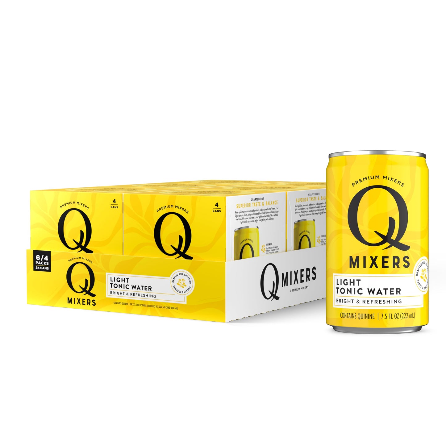 Q Mixers Tonic Water, Premium Cocktail Mixer Made with Real Ingredients, Only 45 Calories per Can, 7.5 Fl oz (Pack of 24)