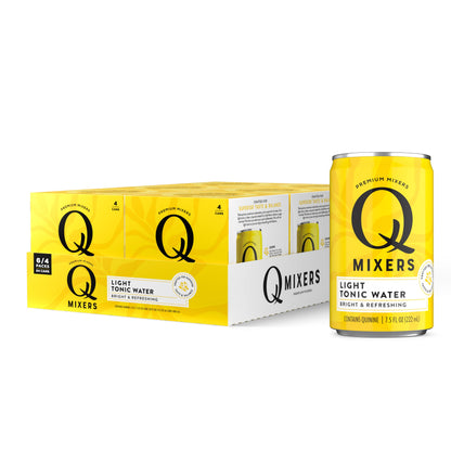 Q Mixers Tonic Water, Premium Cocktail Mixer Made with Real Ingredients, Only 45 Calories per Can, 7.5 Fl oz (Pack of 24)