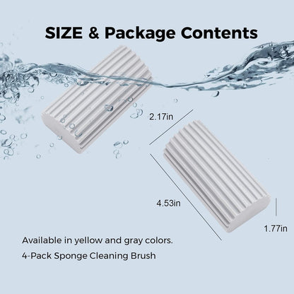 4-Pack Damp Clean Duster Sponge, Sponge Cleaning Brush, Duster for Cleaning Blinds, Glass, Baseboards, Vents, Railings, Mirrors,Window Track Grooves and Faucets（Gray）