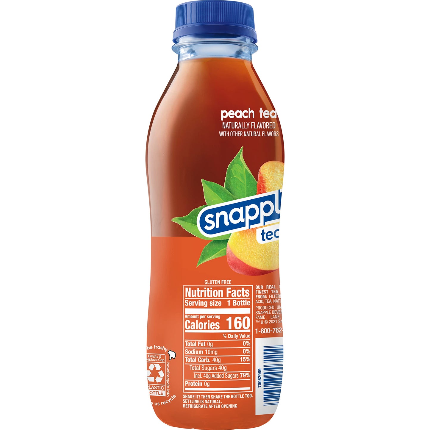 Snapple Zero Sugar Peach Tea, 16 fl oz recycled plastic bottle (Pack of 12)