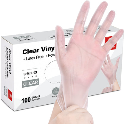 Schneider Clear Vinyl Exam Gloves, Latex-Free, Disposable Medical Gloves, Cleaning Gloves, Food Safe, Powder-Free, 4 mil