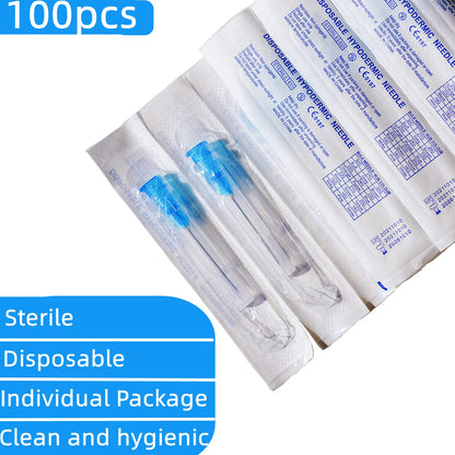 100 Pack 18Ga 1 Inch Sterile Disposable Injection Needle with Cap for Scientific and Industrial Dispensing Needl Accessories