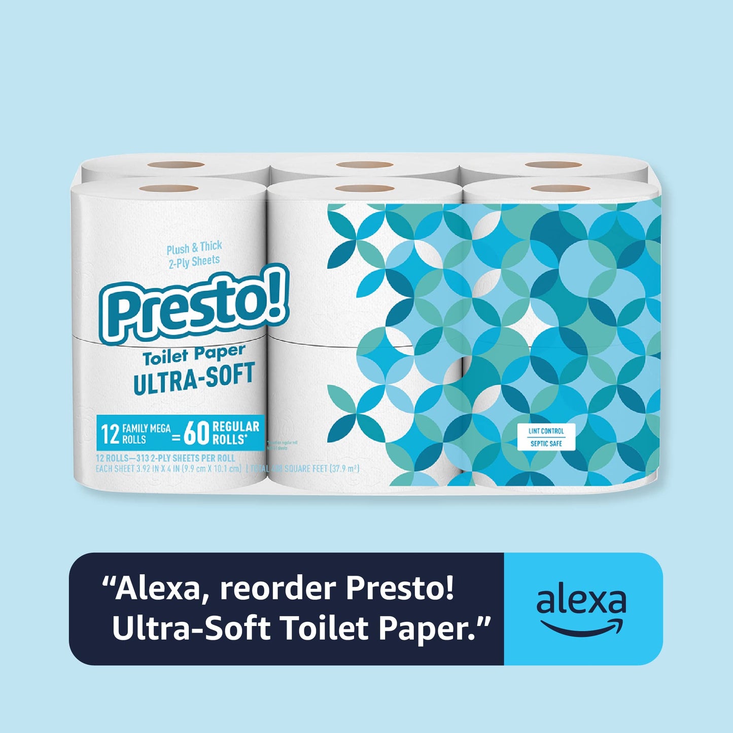 Presto! 2-Ply Ultra-Soft Toilet Paper, Unscented, White