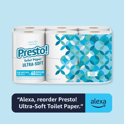 Presto! 2-Ply Ultra-Soft Toilet Paper, Unscented, White