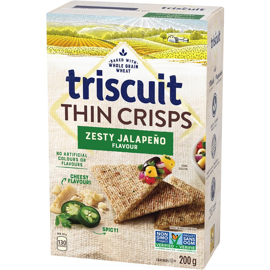 Triscuit Thin Crisps Zesty Jalapeno Crackers, 200g/7oz (Shipped from Canada)