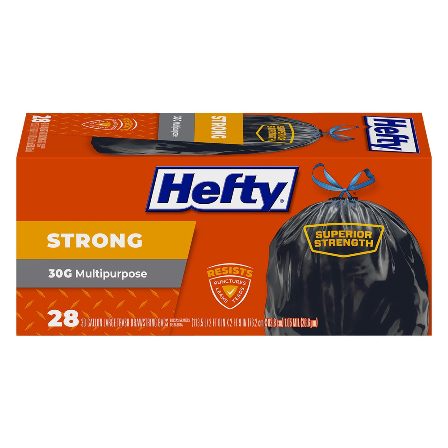 Hefty Strong Large Trash Bags, 30 Gallon, 56 Count