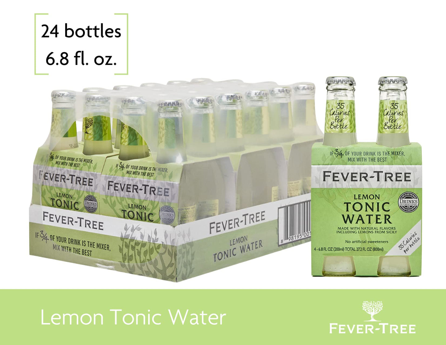 Fever-Tree Light Tonic Water Cans, 5.07 Fl Oz (Pack of 24), Lower in Calories, No Artificial Sweeteners, Flavorings or Preservatives (Packaging may vary)