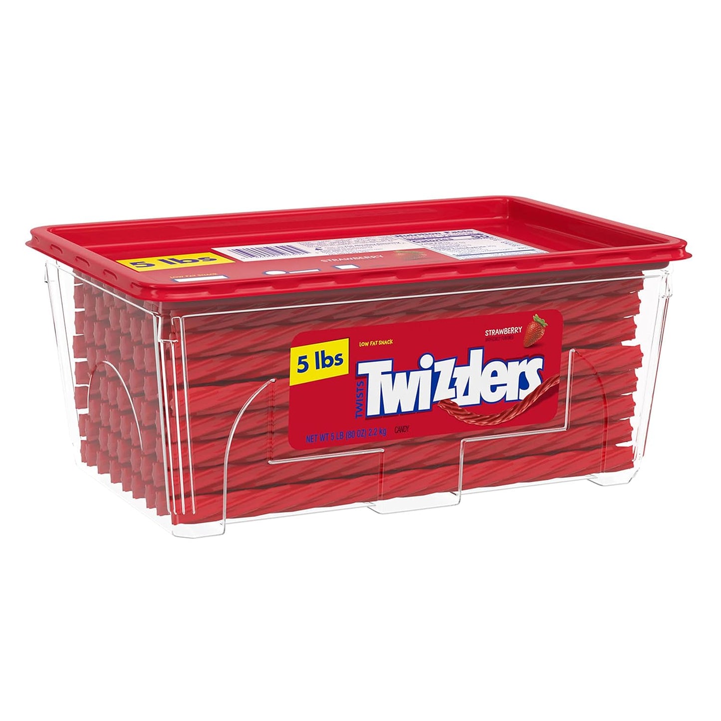 TWIZZLERS Twists Strawberry Flavored Licorice Style, Low Fat Candy Tub, 5 lb