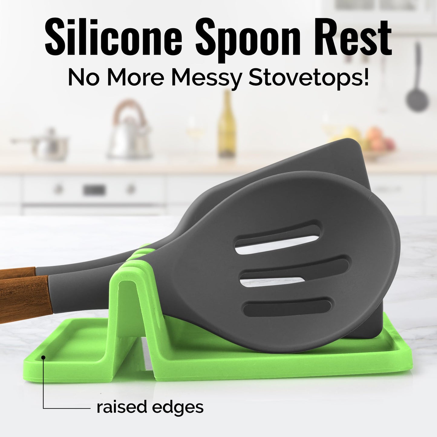 Zulay Kitchen Silicone Utensil Rest - BPA-Free, Durable Spoon Rest with Drip Pad - Heat-Resistant Spoon Rest for Stove Top - Spoon Rest for Kitchen Counter - Kitchen Gadgets & Kitchen Utensils Holder