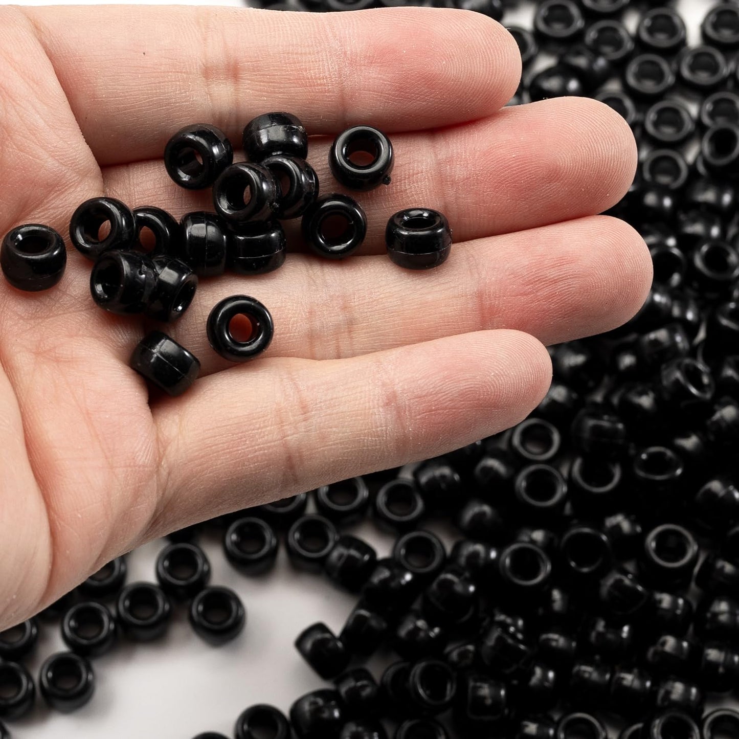 1000 Pcs Acrylic Black Pony Beads 6x9mm Bulk for Friendship Bracelet Necklace Jewelry Making Earring Hair Braiding