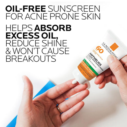 La Roche-Posay Anthelios Clear Skin Sunscreen Dry Touch SPF 60 | Oil Free Sunscreen For Face | Oil Absorbing | Broad Spectrum SPF + Antioxidants | Non-Greasy | Oxybenzone Free | Travel Size Sunscreen