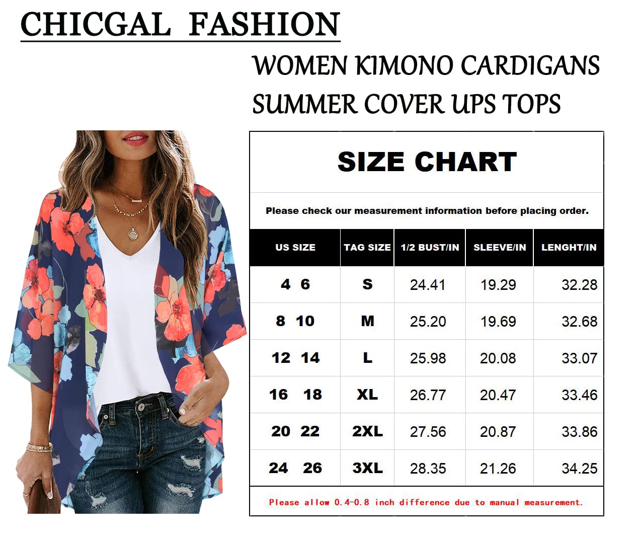 Women's Floral Print Puff Sleeve Kimono Cardigan Loose Cover Up Casual Blouse Tops