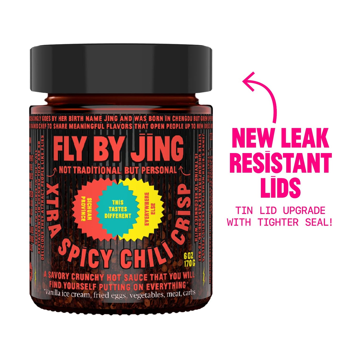 FLYBYJING Sichuan Chili Crisp - Premium Spicy Savory All-Natural Vegan Chili Oil - Crunchy Hot Sauce, Good on Everything, Sugar Free - 6oz (Pack of 1)