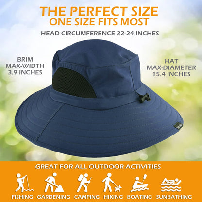 EINSKEY Unisex Sun Hat, Waterproof Wide Brim Bucket Hat Packable Boonie Hat for Fishing Hiking Gardening Safari Beach