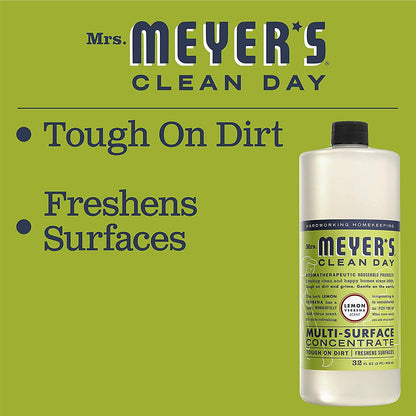 MRS. MEYER'S CLEAN DAY Multi-Surface Cleaner Concentrate, Use to Clean Floors, Tile, Counters, Lemon Verbena, 32 fl. oz