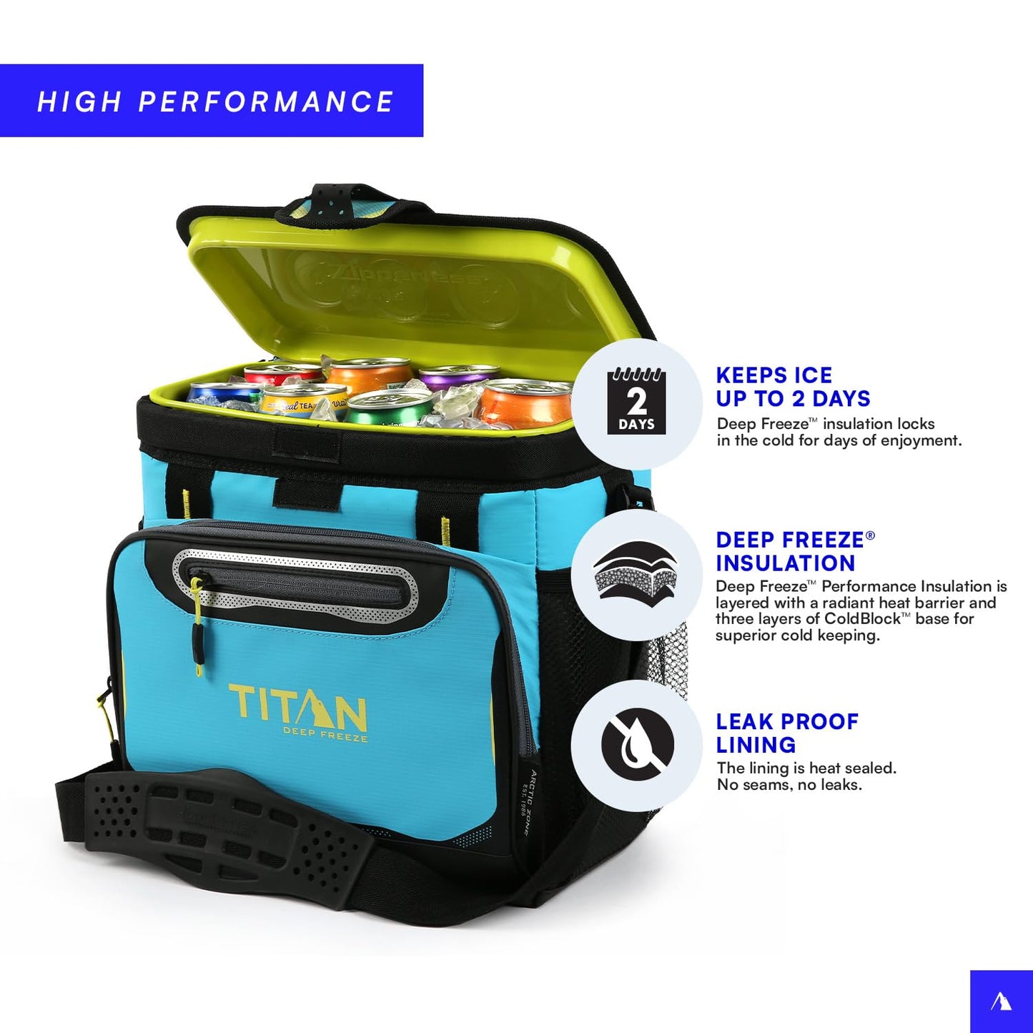 Titan Deep Freeze Cooler Zipperless Hardbody Cooler - Deep Freeze Insulation, HardBody Liner, and SmartShelf