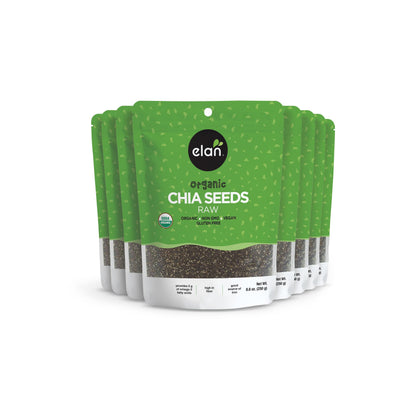 Elan Organic Chia Seeds, 8.8 oz, Natural Raw Black Chia Seeds, Plant-Based, Non-GMO, Vegan, Gluten-Free, Kosher, Gels Easily, Superfood